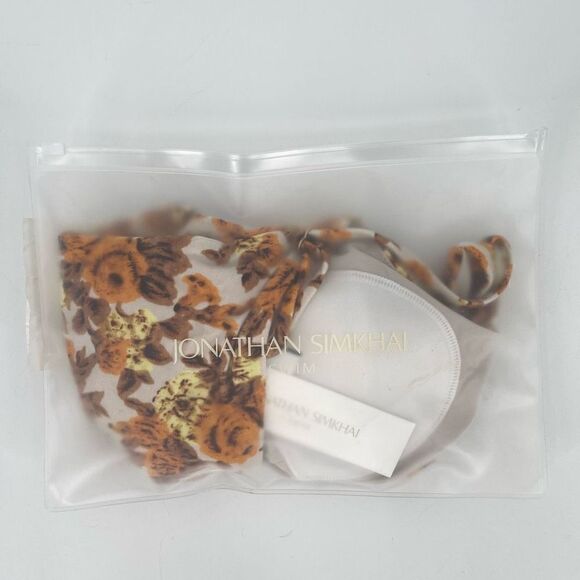 Jonathan Simkhai Ingrid Deep V One Piece Swimsuit 70s Floral Brown Orange XS New - Picture 14 of 14